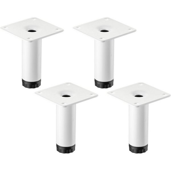 SO-TECH® Möbelfuß LIMA Ø 25 mm höhenverstellbar 10 mm Vitrinenfuß Sockelfuß, (Spar-Set, 4-St), Höhe 80 mm, weiß matt
