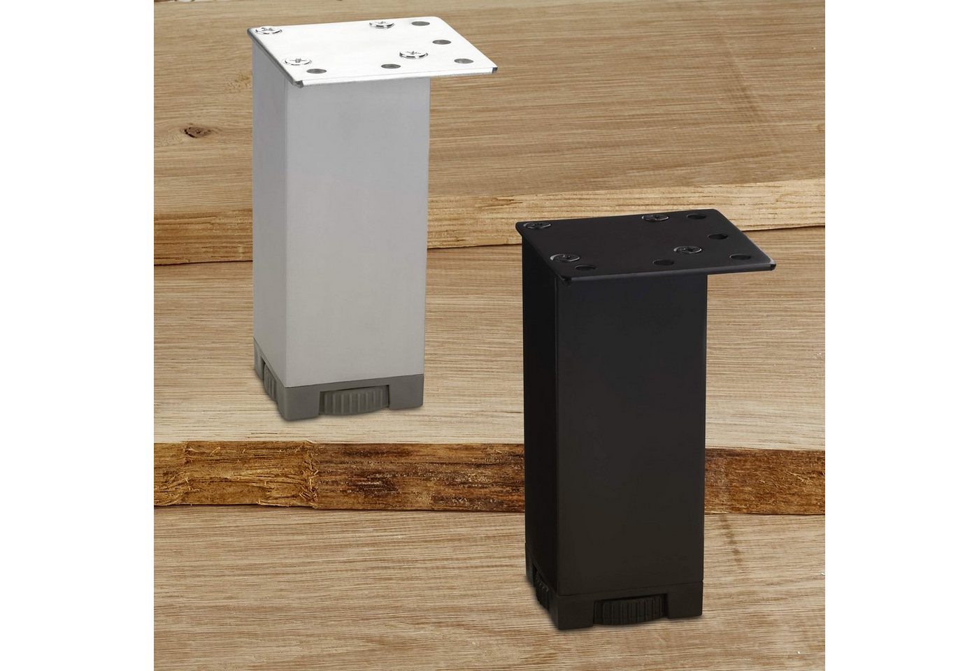 SO-TECH® Möbelfuß ROMEO Aluminium Höhe: 100 mm schwarz oder Chrom matt, (1-St), höhenverstellbar, schwarz – Bild 2 von 4
