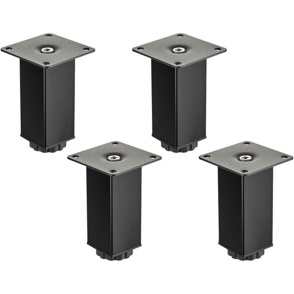 SO-TECH® Möbelfuß ZULU 38 x 38 mm 100 - 150 mm, belastbar bis 100 kg pro Fuß, (Spar-Set, 4-St), Vitrinenfuß Sockelfuß Schrankfuß Höhe 100 mm schwarz matt