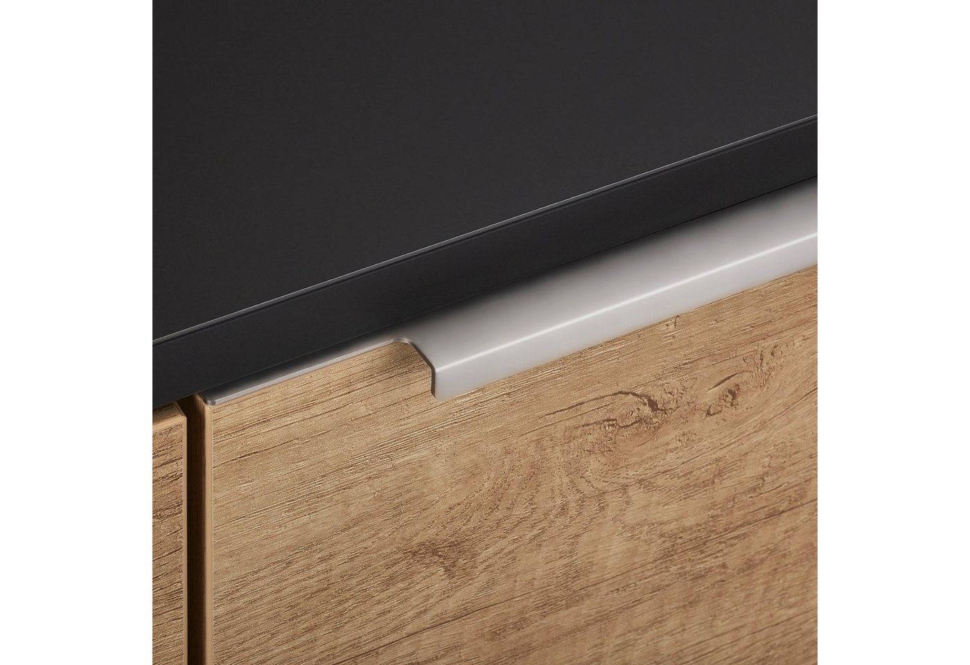 SO-TECH® Möbelgriff BLANKETT Slim Chrom matt Profilgriff zum Schrauben (2-St), Griffleiste 145mm, wird an die Frontinnenseite verschraubt – Bild 2 von 5