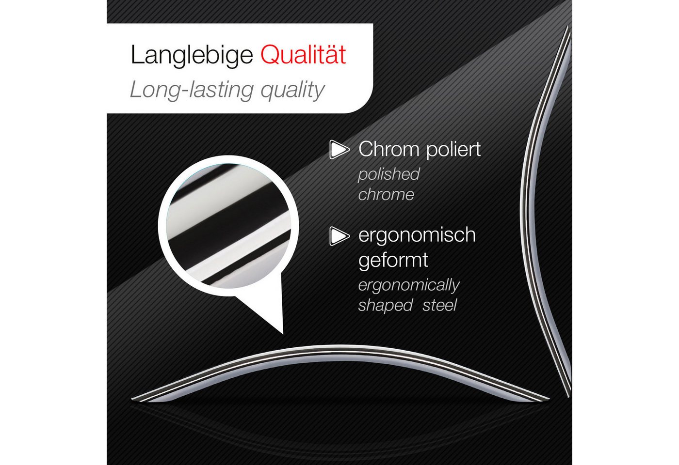 SO-TECH® Möbelgriff Bogengriff BG01, Lochabstand 96 - 352 mm, Lochabstand 96 mm Chrom poliert - inkl. Schrauben – Bild 4 von 5