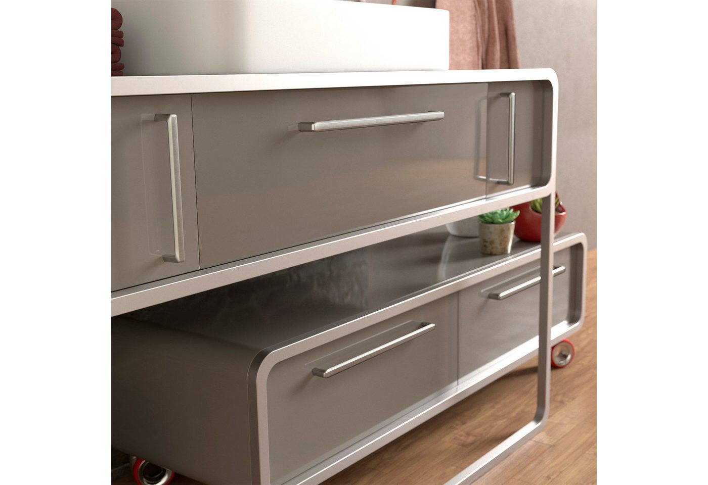 SO-TECH® Möbelgriff Bügelgriff FACETT, BA 160 - 320 mm, inkl. Schrauben (Spar-Set, 4-St), BA 160 Edelstahloptik von SCHÜCO ALU COMPETENCE – Bild 4 von 5