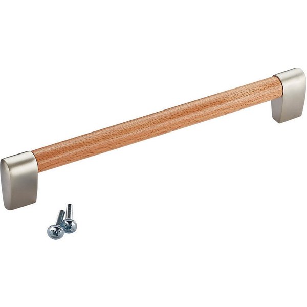 SO-TECH® Möbelgriff Bügelgriff SW151 BA 192 mm, inkl. Schrauben (1-St), Edelstahloptik / Buche natur von SCHÜCO ALU COMPETENCE