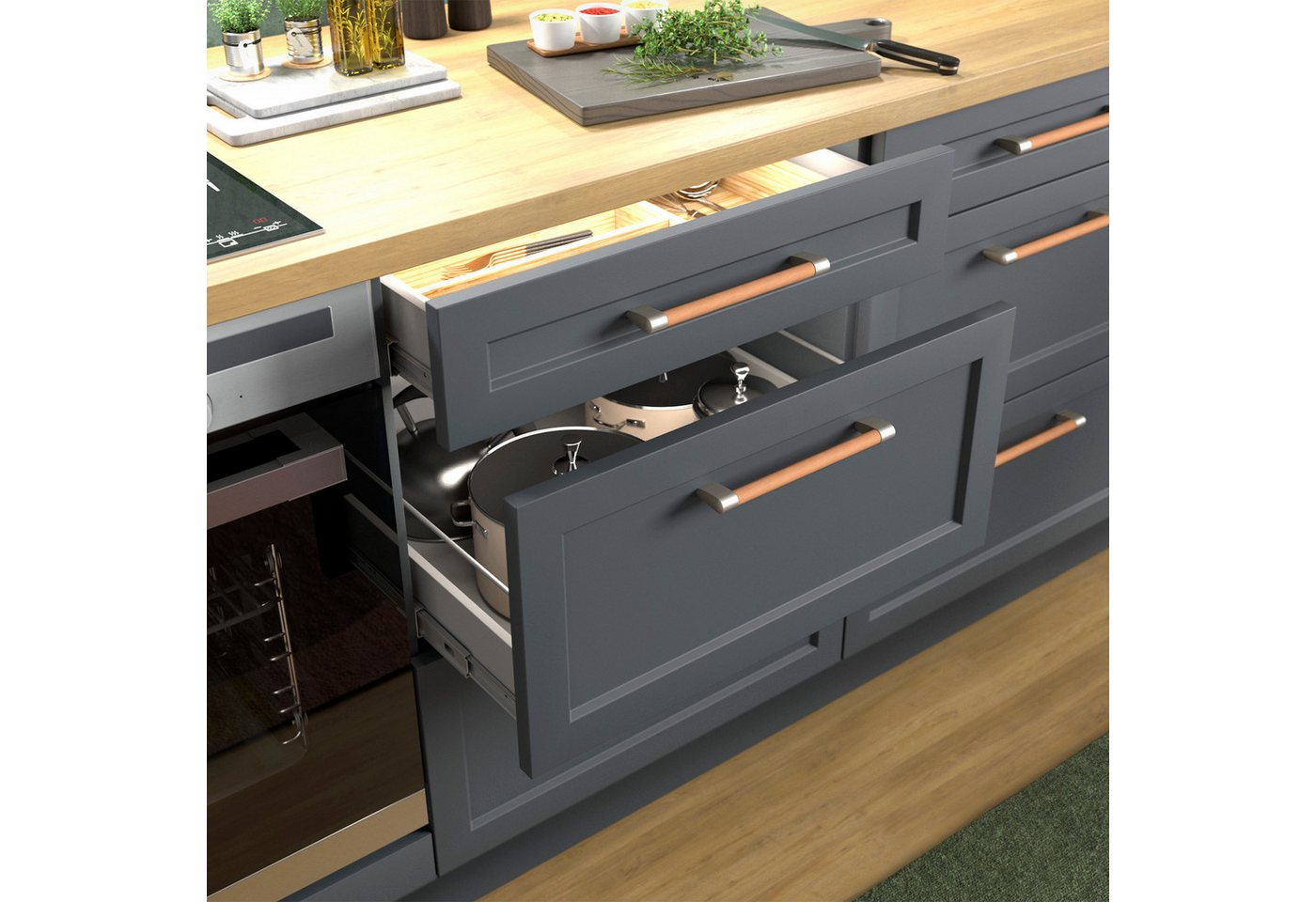 SO-TECH® Möbelgriff Bügelgriff SW151 BA 192 mm, inkl. Schrauben (1-St), Edelstahloptik / Buche natur von SCHÜCO ALU COMPETENCE – Bild 4 von 5