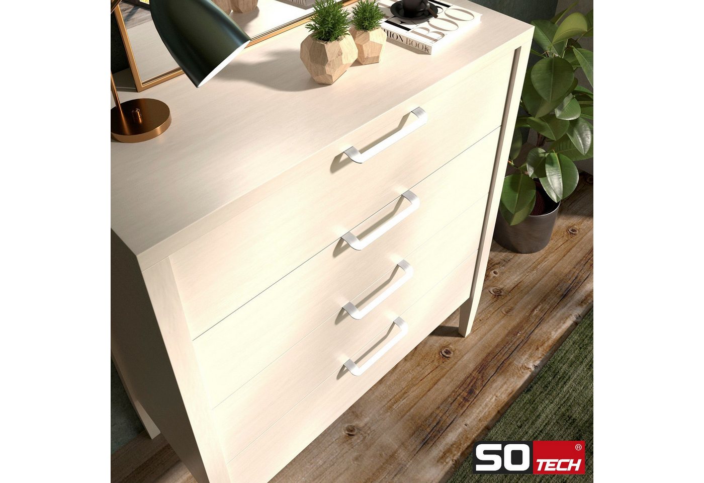 SO-TECH® Möbelgriff LYS Bohrlochabstand (BA) 160 mm Schrankgriff Schubladengriff (1-St), Griff passend für Schiebe- oder Falttüren, Chrom matt – Bild 4 von 5