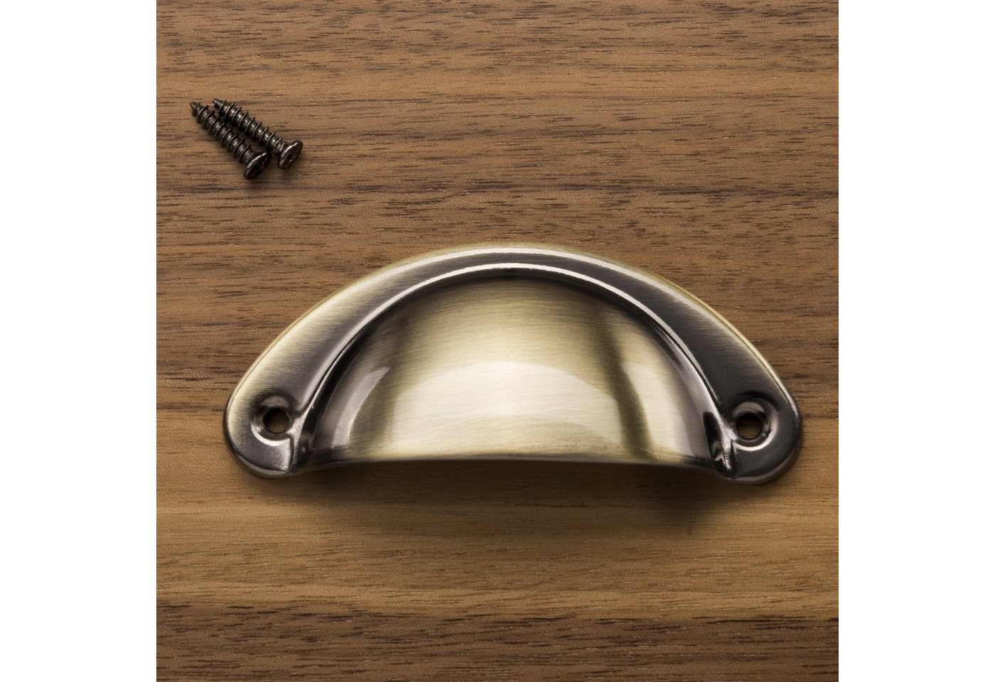 SO-TECH® Möbelgriff Muschelgriff KHEA, Lochabstand 64 mm, Messing brüniert - inkl. Schrauben – Bild 2 von 5