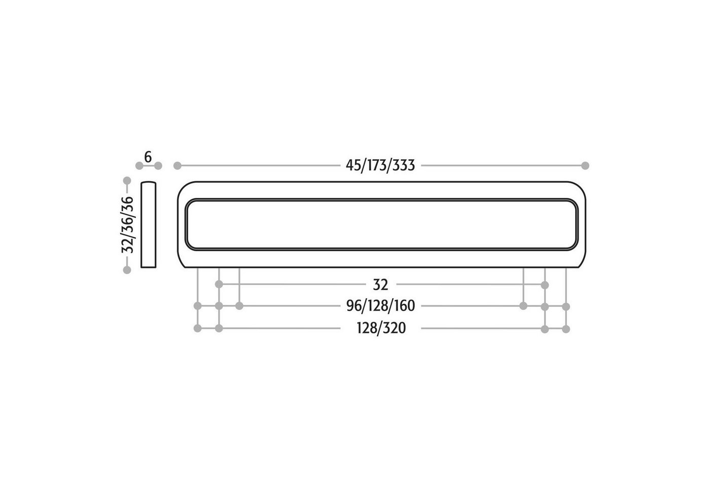 SO-TECH® Möbelgriff Ringgriff OLESSIA BA 32 - 320 mm, inkl. Schrauben (1-St), BA 32 mm Chrom poliert von SCHÜCO ALU COMPETENCE – Bild 4 von 5