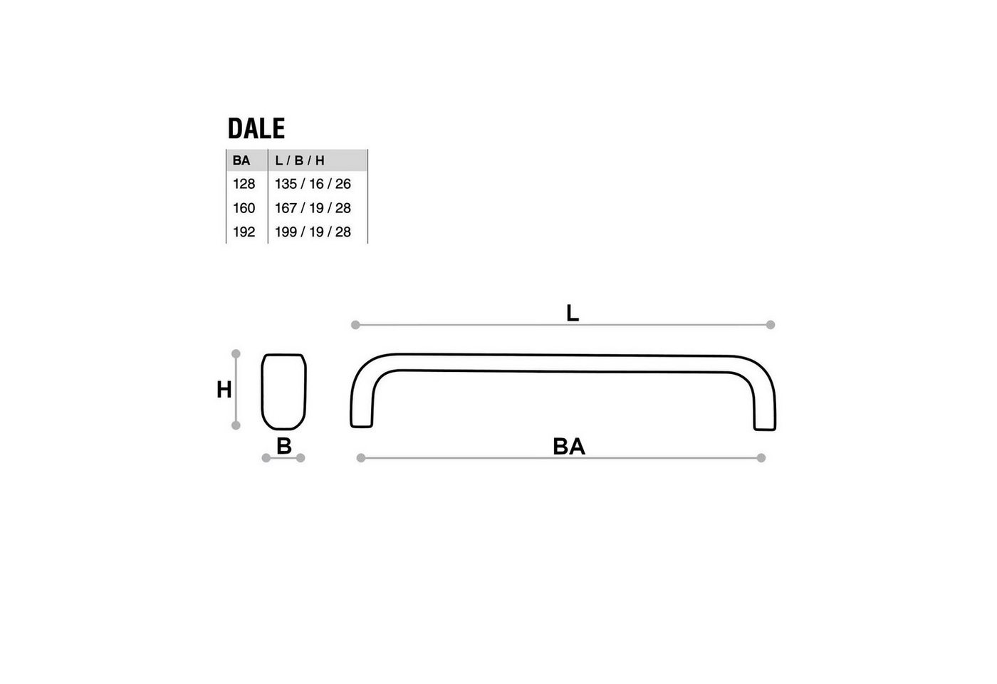SO-TECH® Möbelgriff Schrankgriff DALE BA 128 - 192 mm, Lochabstand 128 mm schwarz matt inkl. Schrauben – Bild 3 von 4
