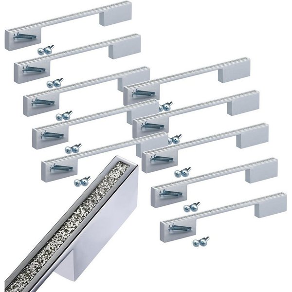 SO-TECH® Möbelgriff SIRIUS BA 160/192 mm Chrom poliert mit Glitzer-Dekoreinlage (10-St), Bügelgriff inkl. Schrauben - von SCHÜCO