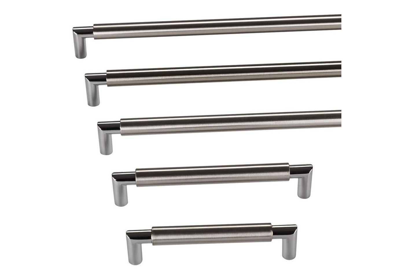 SO-TECH® Möbelgriff Stangengriff E9 echt Edelstahl Ø 16 mm BA 128 - 640 mm (1-St), Bohrlochabstand (BA) 128 mm, silber, inkl. Schrauben – Bild 4 von 5