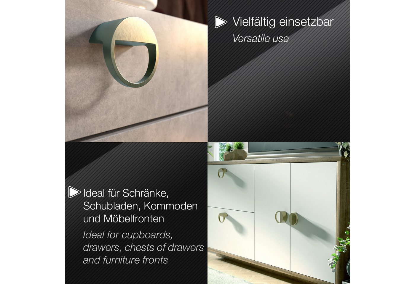 SO-TECH® Möbelgriff ZEN BA 32 mm Möbelknopf Ø 59 mm, Tiefe 29 mm (1-St), Knopfgriff Gold matt gebürstet – Bild 5 von 5