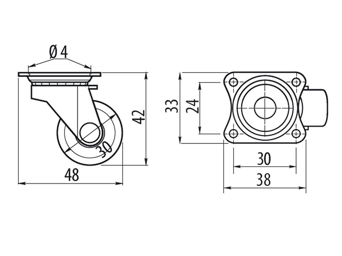 SO-TECH® Möbelrolle Durchm. 30 oder 38 mm Transportrolle mit Tragkraft bis 15 kg – Bild 2 von 3