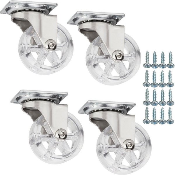 SO-TECH® Möbelrolle Lenkrollen RAPID inkl. Schrauben, belastbar bis 35 kg / St., (Set, 4-St), Durchmesser 50 mm, transparent, ohne Bremse / Feststeller