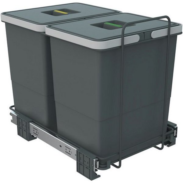SO-TECH® Mülleimer Abfallsammler Ecofil 18+18L mit Deckel, voll ausziebar für Korpusbreite ab 40 cm