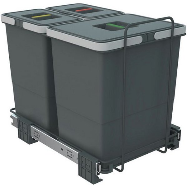 SO-TECH® Mülleimer Abfallsammler Ecofil 18+8+8L mit Deckel, Abfallsystem für Korpusbreite ab 40 cm