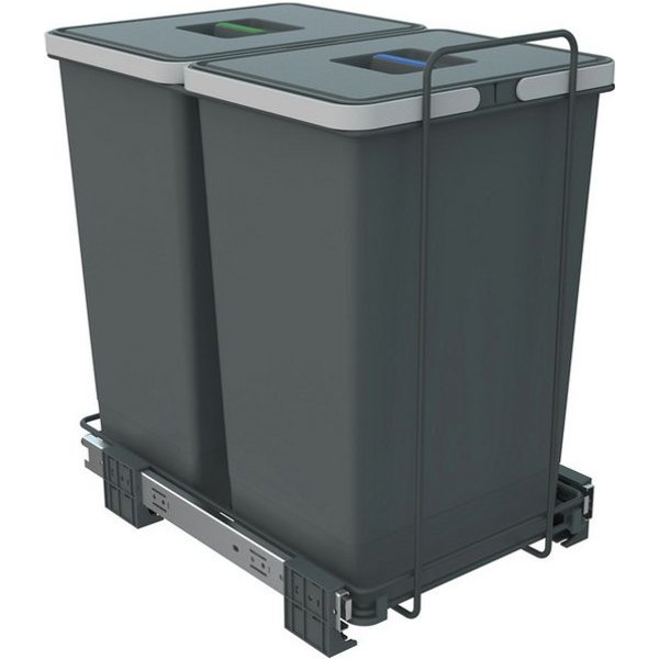 SO-TECH® Mülleimer Abfallsammler Ecofil 24+24L mit Deckel, Abfallsystem für Korpusbreite ab 40 cm