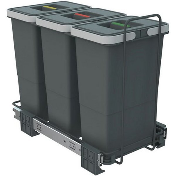 SO-TECH® Mülleimer Abfallsammler Ecofil 8+8+8L mit Deckel, Einbaumülleimer für Korpusbreite ab 30 cm