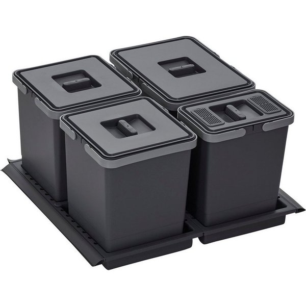 SO-TECH® Mülleimer Abfallsammler Metropolis 15+10+10+6L mit Deckel, Abfallsystem für Korpusbreite 60 cm