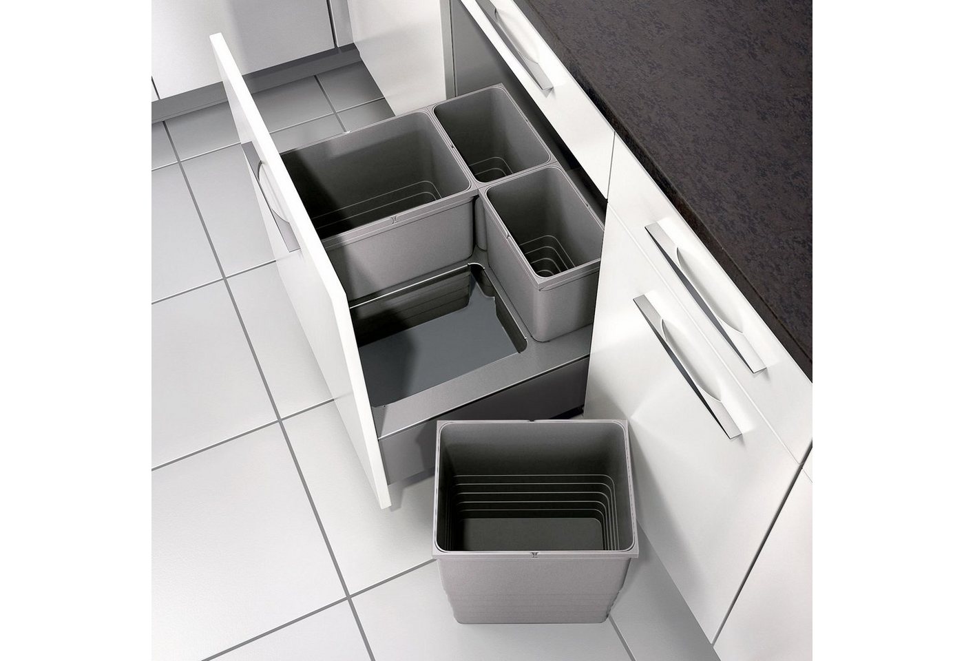 SO-TECH® Mülleimer eins2vier Abfallsammler Höhe: 310 mm, Volumen 8 Liter 153 x 230 mm alugrau 5050 – Bild 3 von 5