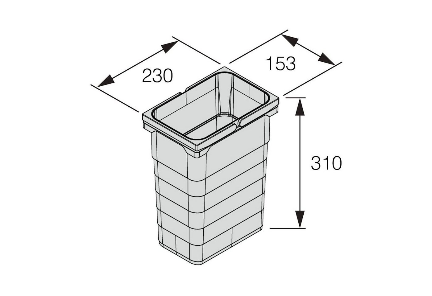 SO-TECH® Mülleimer eins2vier Abfallsammler Höhe: 310 mm, Volumen 8 Liter 153 x 230 mm dunkelgrau 5050 – Bild 2 von 5