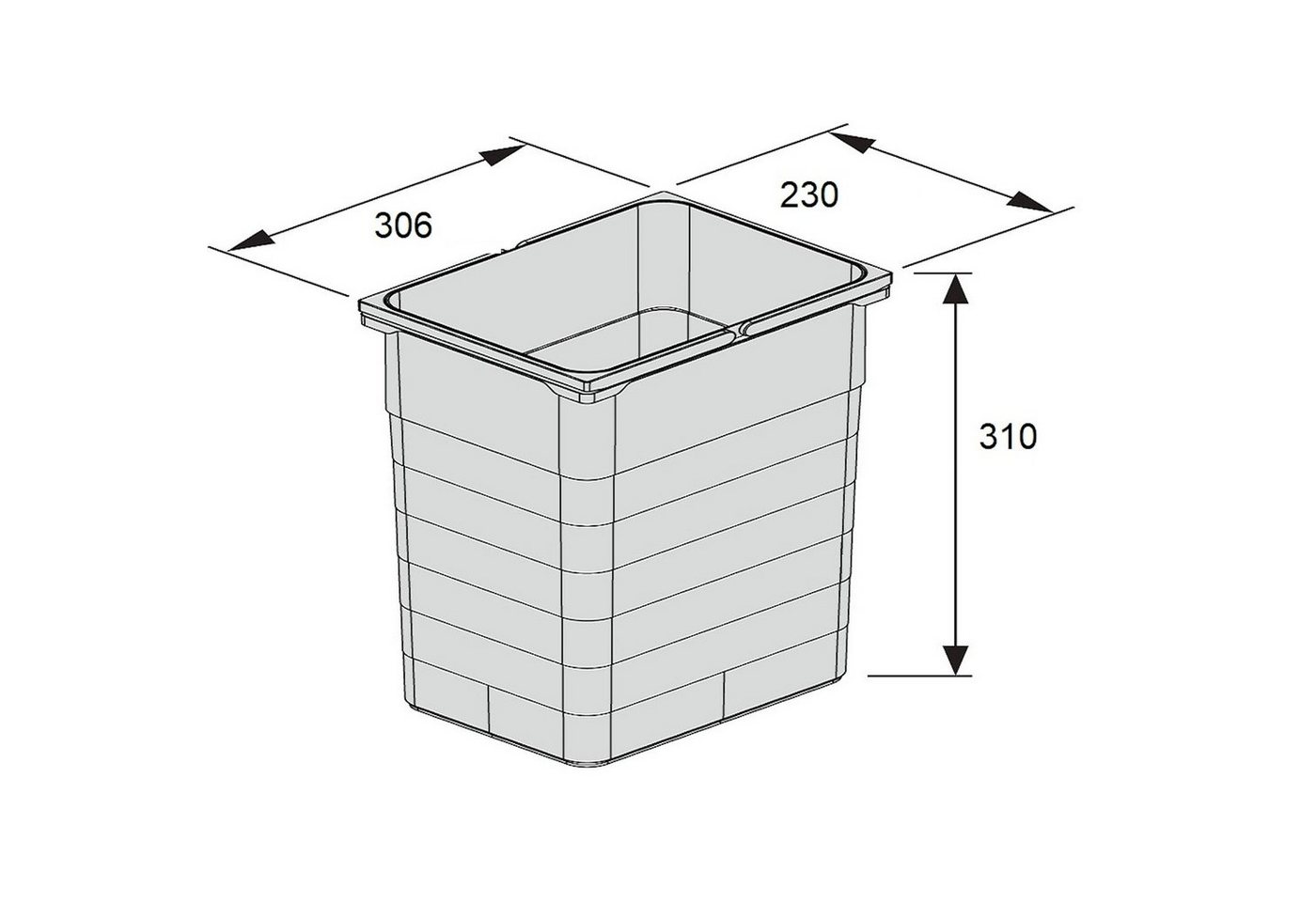 SO-TECH® Mülleimer eins2vier Abfallsammler Höhe: 310 mm, Volumen 17 Liter 230 x 306 mm dunkelgrau 5060 – Bild 2 von 5