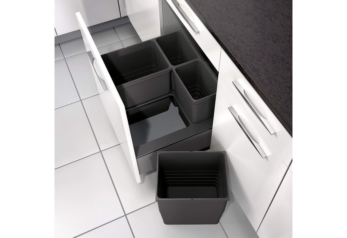 SO-TECH® Mülleimer eins2vier Abfallsammler Höhe: 310 mm, Volumen 17 Liter 230 x 306 mm dunkelgrau 5060 – Bild 3 von 5