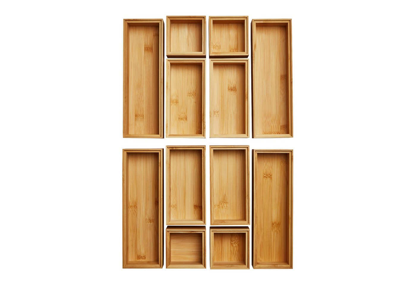 SO-TECH® Schubkasteneinsatz Stapelbare ORGA-BOX BAMBUS Schubladen Aufbewahrungsboxen, 12er Set – Bild 2 von 5