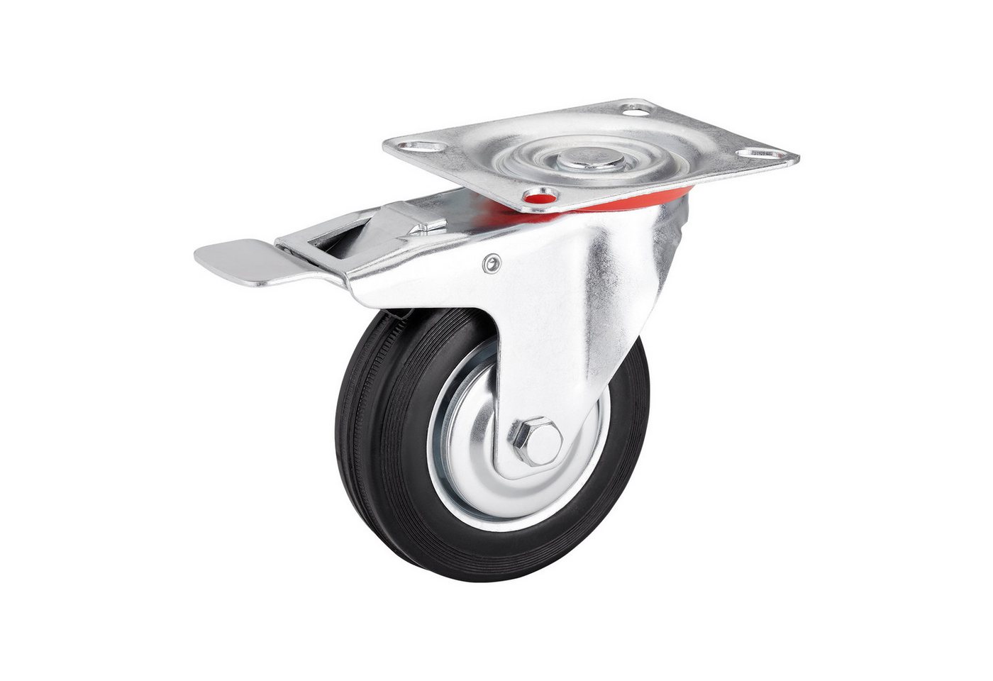 SO-TECH® Schwerlastrolle 4er Set Transportrollen RED, 75 - 100 mm, inkl. Schrauben, 2x Lenkrollen, 2x Lenkrollen mit Bremse Ø 100 mm bis 360 kg – Bild 3 von 5