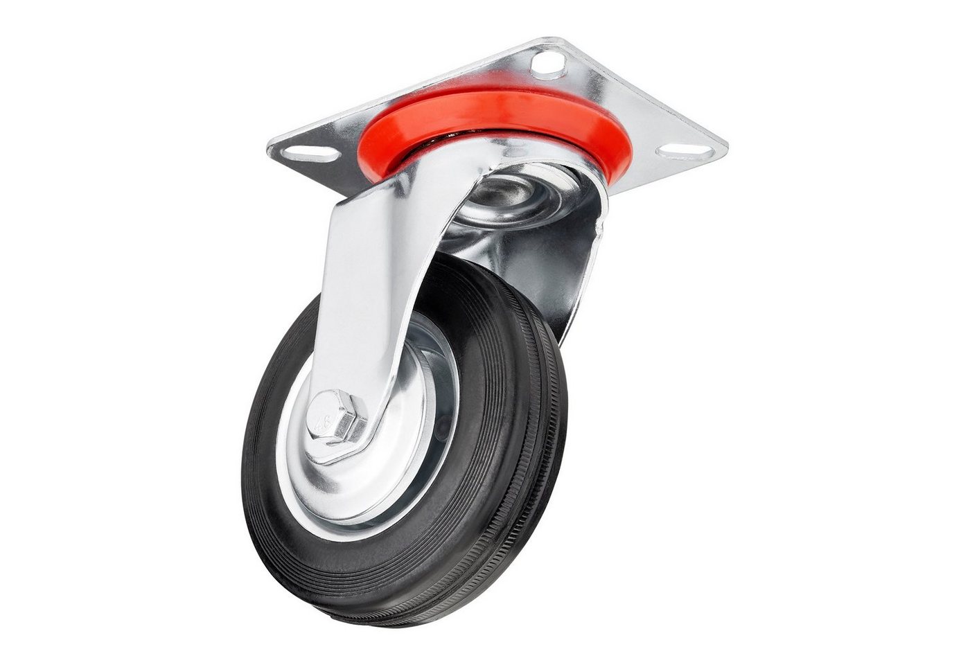 SO-TECH® Schwerlastrolle 4er Set Transportrollen RED, 75 - 100 mm, inkl. Schrauben, 2x Lenkrollen, 2x Lenkrollen mit Bremse Ø 100 mm bis 360 kg – Bild 4 von 5
