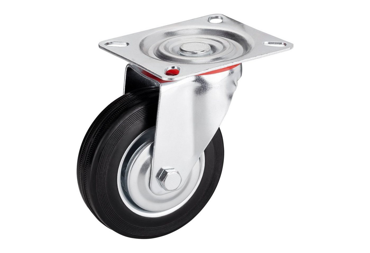 SO-TECH® Schwerlastrolle 4er Set Transportrollen RED, 75 - 100 mm, inkl. Schrauben, 2x Lenkrollen, 2x Lenkrollen mit Bremse Ø 100 mm bis 360 kg – Bild 5 von 5