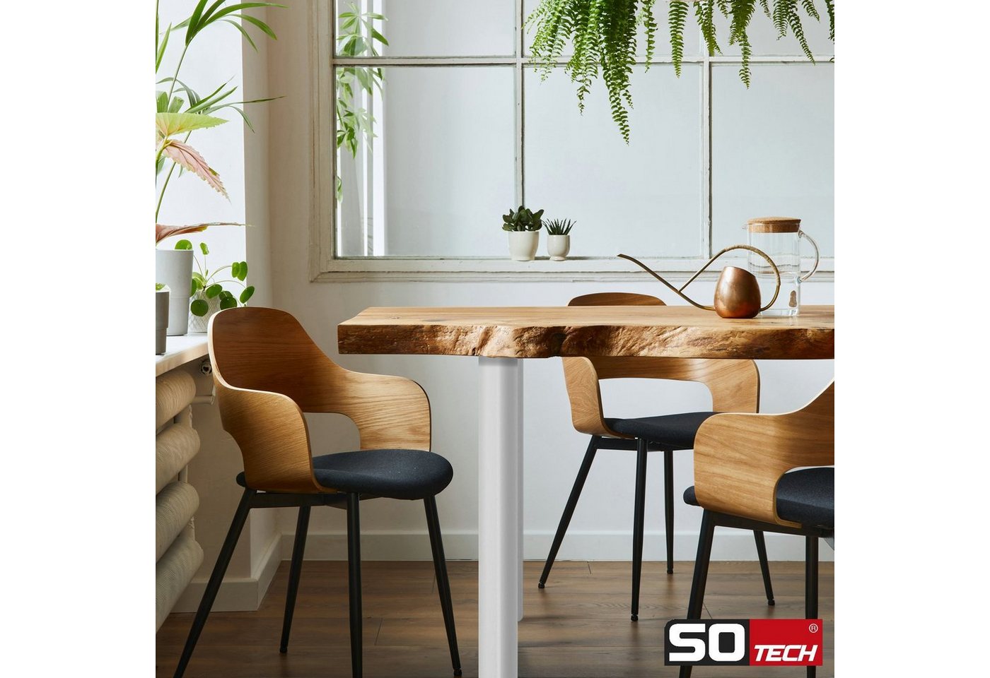 SO-TECH® Tischbein Ø 60 mm, belastbar bis 75 kg pro Stück, höhenverstellbar, Höhe 71 cm, Stahl, weiß, 4x – Bild 4 von 5