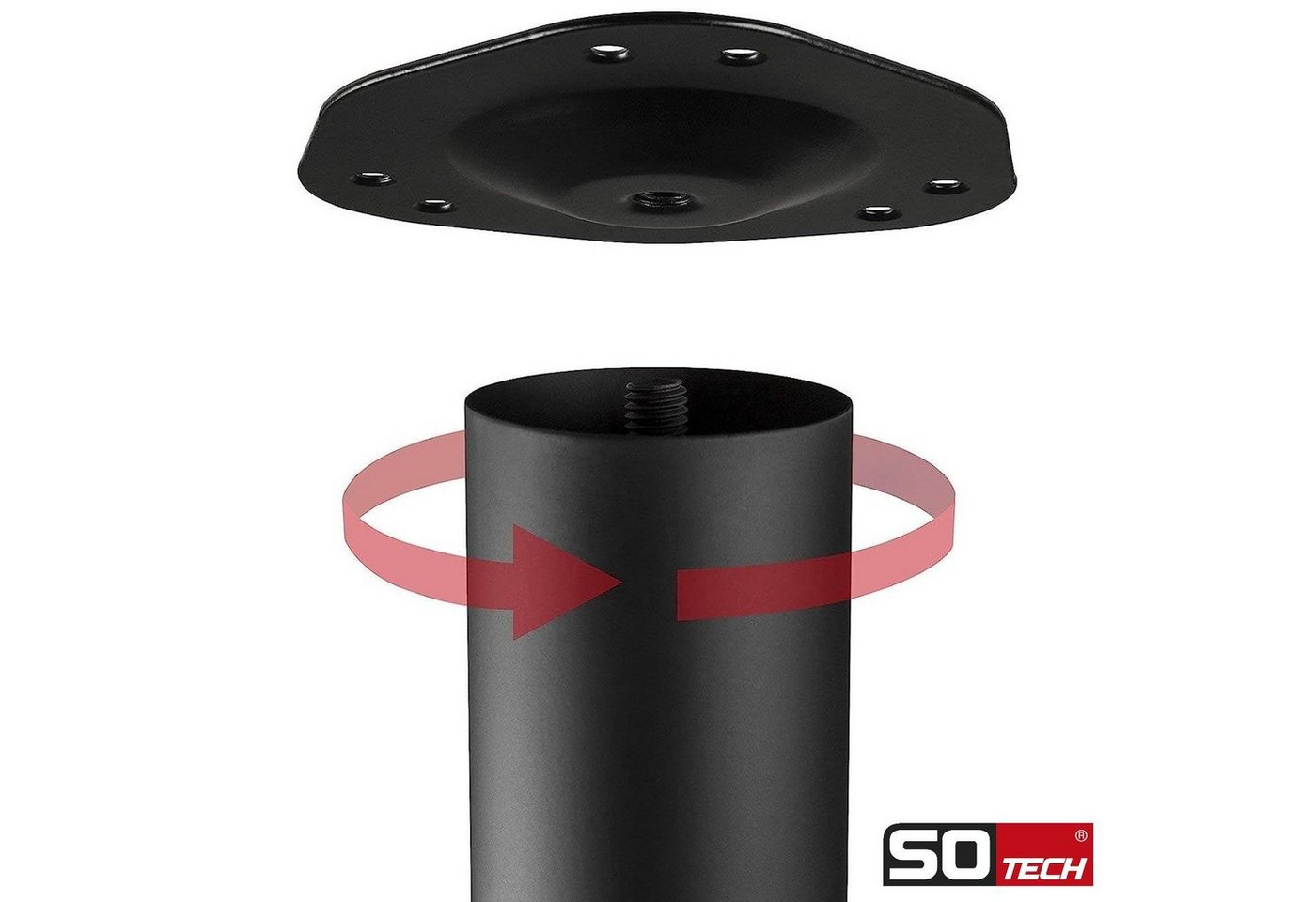 SO-TECH® Tischbein Ø 60 mm, belastbar bis 75 kg pro Stück, höhenverstellbar, Höhe 71 cm, Stahl, weiß, 4x – Bild 5 von 5