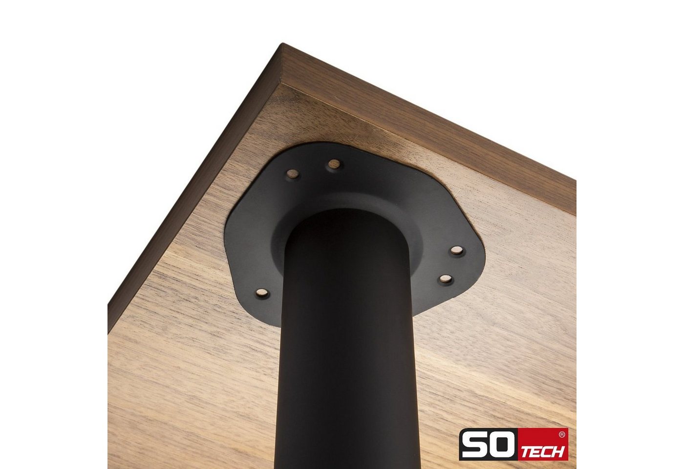 SO-TECH® Tischbein Ø 76 / 80 mm, belastbar bis 75 kg pro Stück, H: 71cm, Stahl, schwarz, höhenverstellbar bis 32mm, 1x – Bild 2 von 5