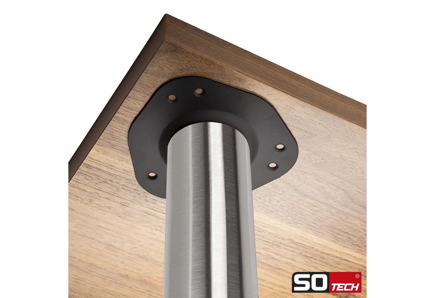 SO-TECH® Tischbein Ø 76 / 80 mm, belastbar bis 75 kg pro Stück, H: 71cm, echt Edelstahl, höhenverstellbar bis 32mm, 1x – Bild 2 von 5