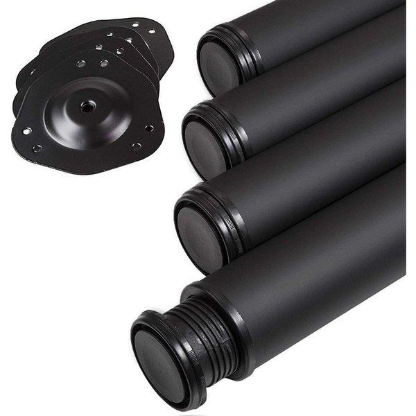 SO-TECH® Tischbein Ø 76 / 80 mm, belastbar bis 75 kg pro Stück, H: 71cm, Stahl, schwarz, höhenverstellbar bis 32mm, 4x