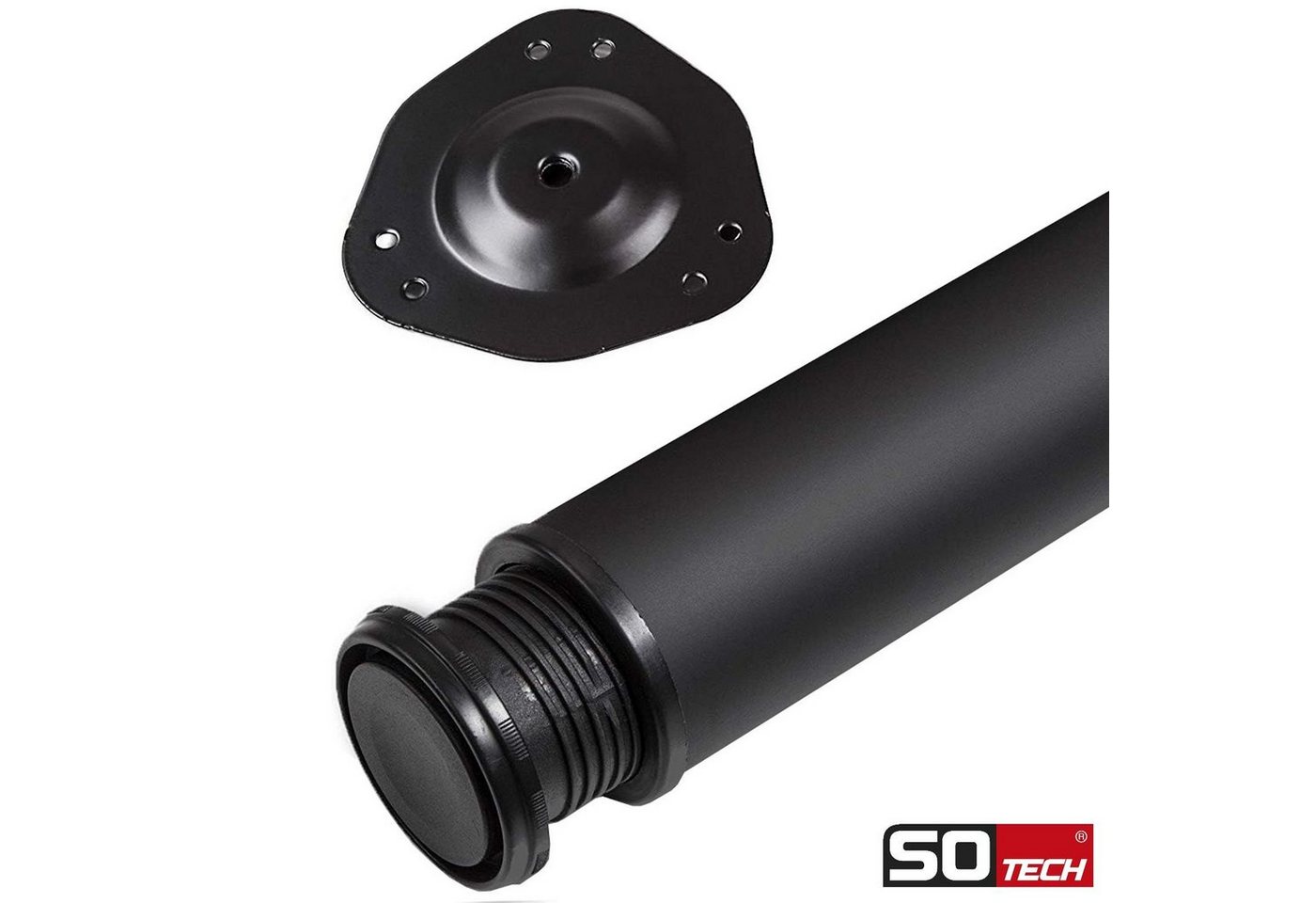 SO-TECH® Tischbein Ø 76 / 80 mm, belastbar bis 75 kg pro Stück, H: 71cm, Stahl, schwarz, höhenverstellbar bis 32mm, 4x – Bild 2 von 5