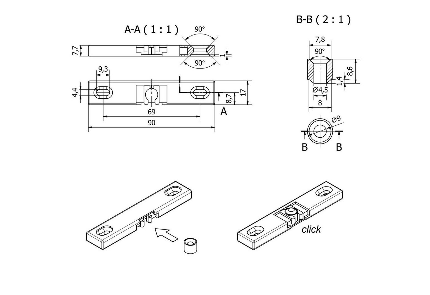 SO-TECH® Türbeschlag Fensterschnäpper Balkontürschnäpper Universalschnäpper, mit erhöhter Haltekraft: 21,9 Newton -23,2 Newton – Bild 5 von 5