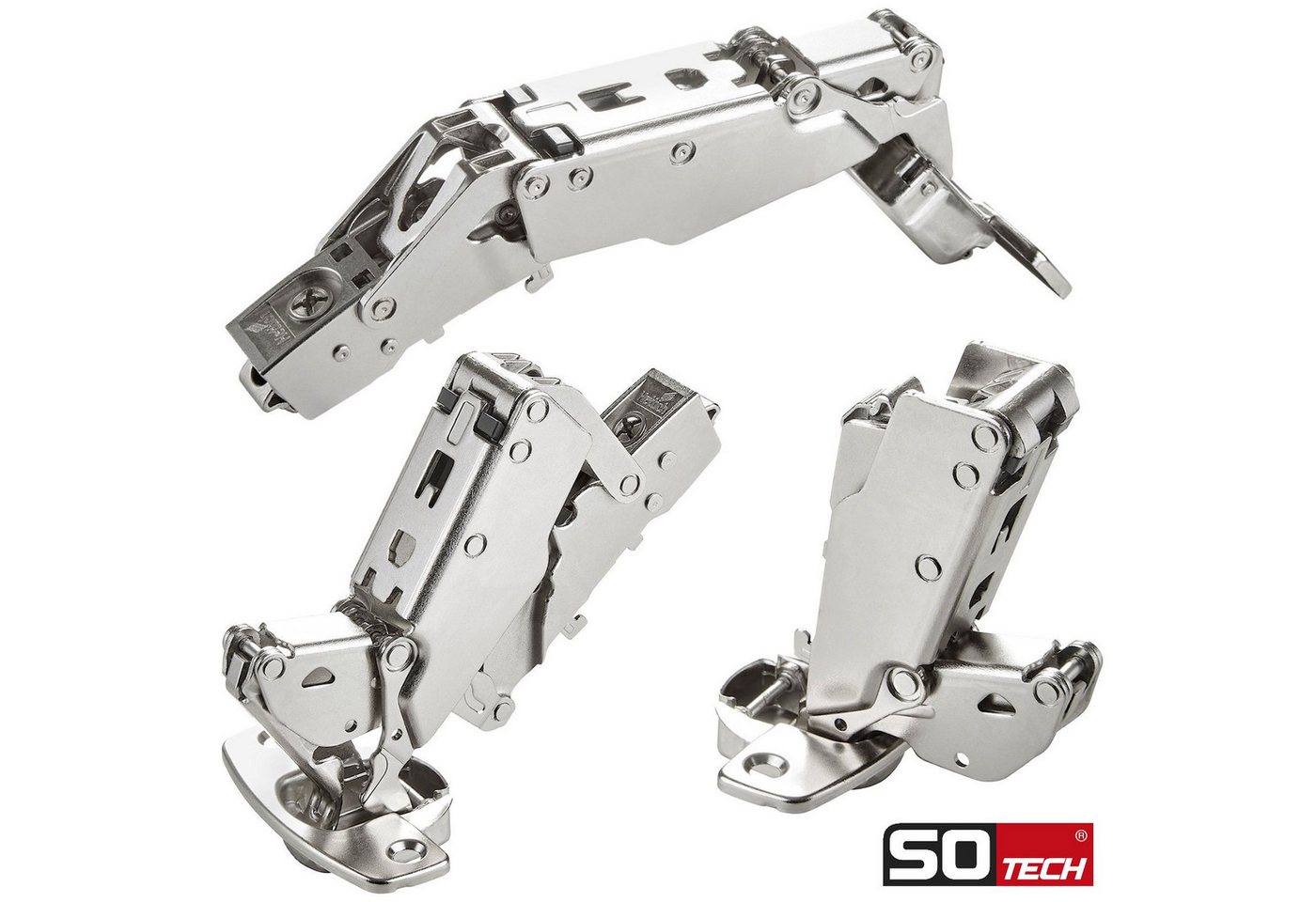 SO-TECH® Türbeschlag Softclose Weitwinkel Scharnier 165° Sensys 8657i (1 St), Eckanschlag inkl. Montageplatte Höhe 0 mm mit Euroschrauben – Bild 3 von 5
