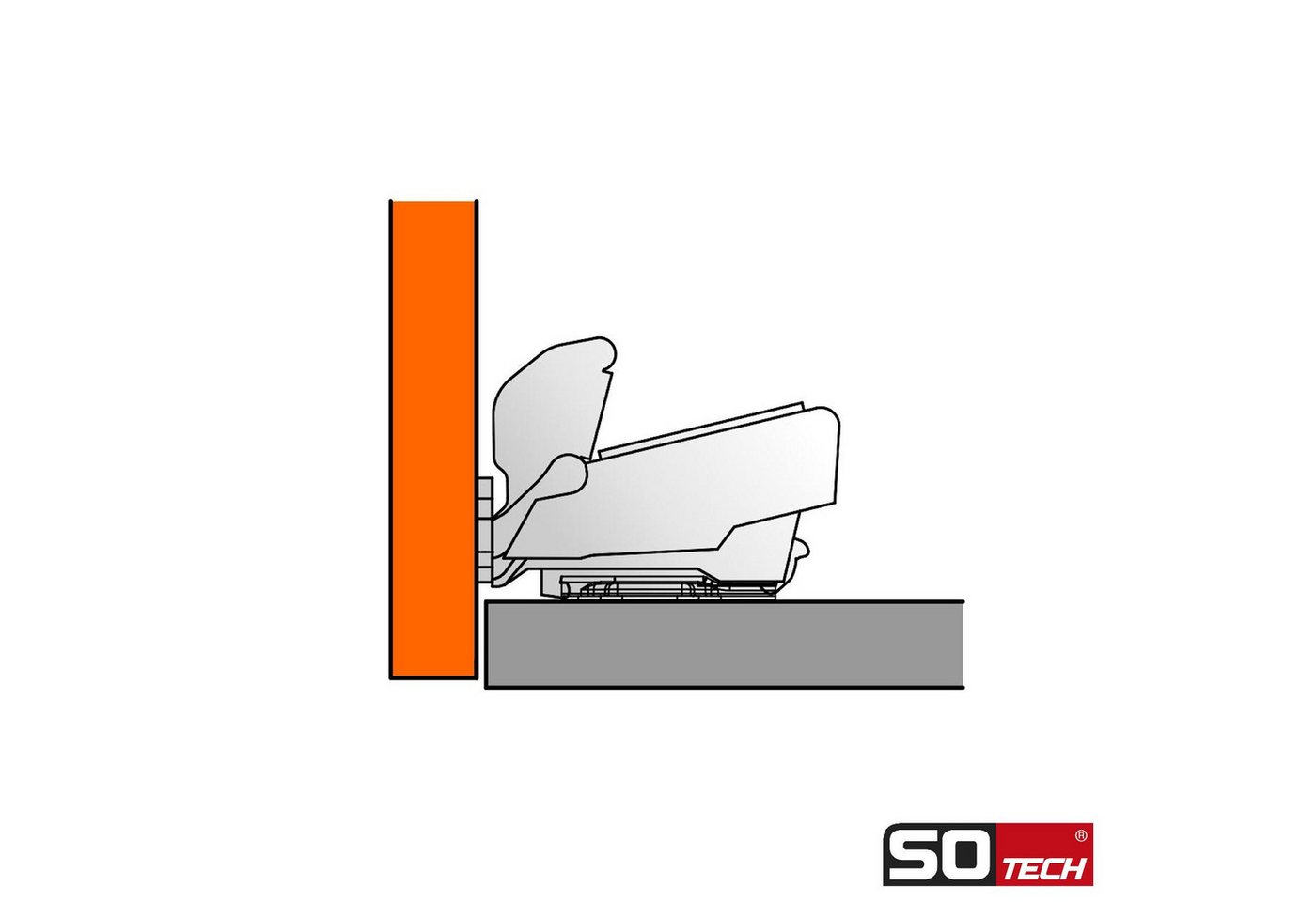SO-TECH® Türbeschlag Softclose Weitwinkel Scharnier 165° Sensys 8657i (1 St), Eckanschlag Schnellmontage inkl. Montageplatte Höhe 1,5 mm – Bild 5 von 5
