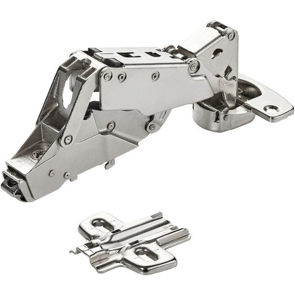 SO-TECH® Türbeschlag Softclose Weitwinkel Scharnier 165° Sensys 8657i (1 St), Mittelanschlag Schnellmontage inkl. Montageplatte Höhe 0 mm