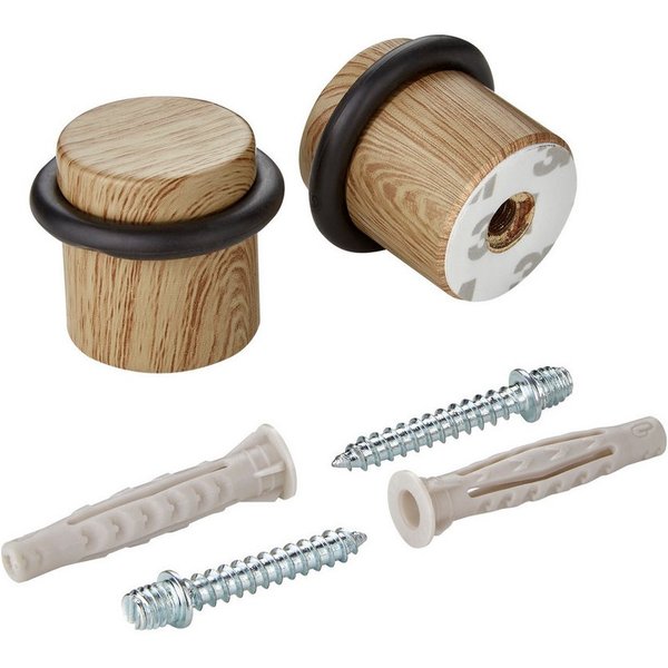 SO-TECH® Türstopper STOPPER, Durchmesser 36 mm, Höhe 32 mm, für den Boden, Zum Schrauben und Kleben, Stahl, Eichendekor