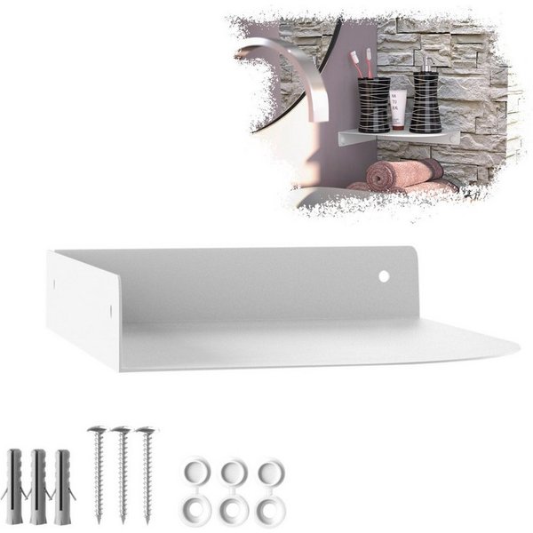 SO-TECH® Wandregal Eckregal HOVER 20/30 x 15/20 x 3 cm inkl. Befestigungsset, 1-tlg., Wandmontage, für Bad Küche oder Wohnzimmer, Weiß