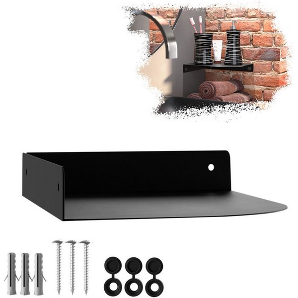SO-TECH® Wandregal Eckregal HOVER 20/30 x 15/20 x 3 cm inkl. Befestigungsset, 1-tlg., Wandmontage, für Bad Küche oder Wohnzimmer, Schwarz