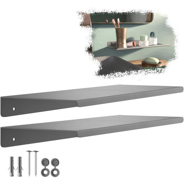 SO-TECH® Wandregal Schweberegal HOVER 35/45 x 13 x 3 cm inkl. Befestigungsset, 2-tlg., Wandmontage, für Bad Küche oder Wohnzimmer, Anthrazit