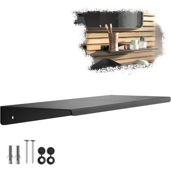 SO-TECH® Wandregal Schweberegal HOVER 35/45 x 13 x 3 cm inkl. Befestigungsset, 1-tlg., Wandmontage, für Bad Küche oder Wohnzimmer, Schwarz