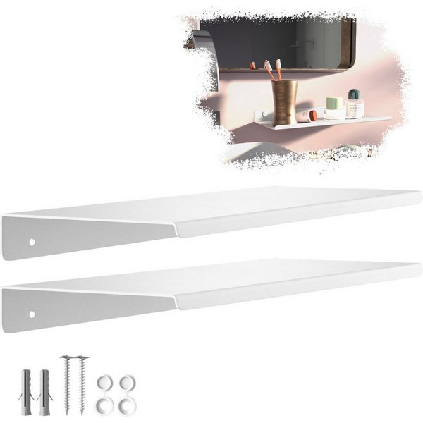 SO-TECH® Wandregal Schweberegal HOVER 35/45 x 13 x 3 cm inkl. Befestigungsset, 2-tlg., Wandmontage, für Bad Küche oder Wohnzimmer, Weiß