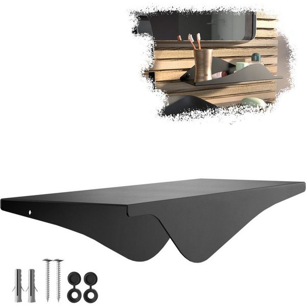 SO-TECH® Wandregal Schweberegal HOVER-VIII 35 x 13 x 8 cm inkl. Befestigungsset, 1-tlg., Wandmontage, für Bad Küche oder Wohnzimmer, Schwarz