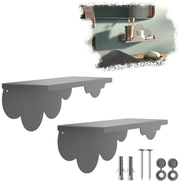 SO-TECH® Wandregal Schweberegal HOVER-XI 25 x 10 x 10 cm inkl. Befestigungsset, 2-tlg., Wandmontage, für Bad Küche oder Wohnzimmer, Anthrazit