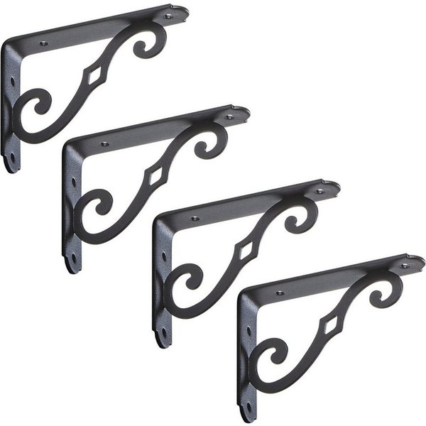 SO-TECH® Wandregalhalter Regalkonsole BLACKLINE II schwarz Tragkraft 30 kg pro Paar, Spar-Set 4-tlg., 4 Stück, 12,5 x 9 x 2,5 cm