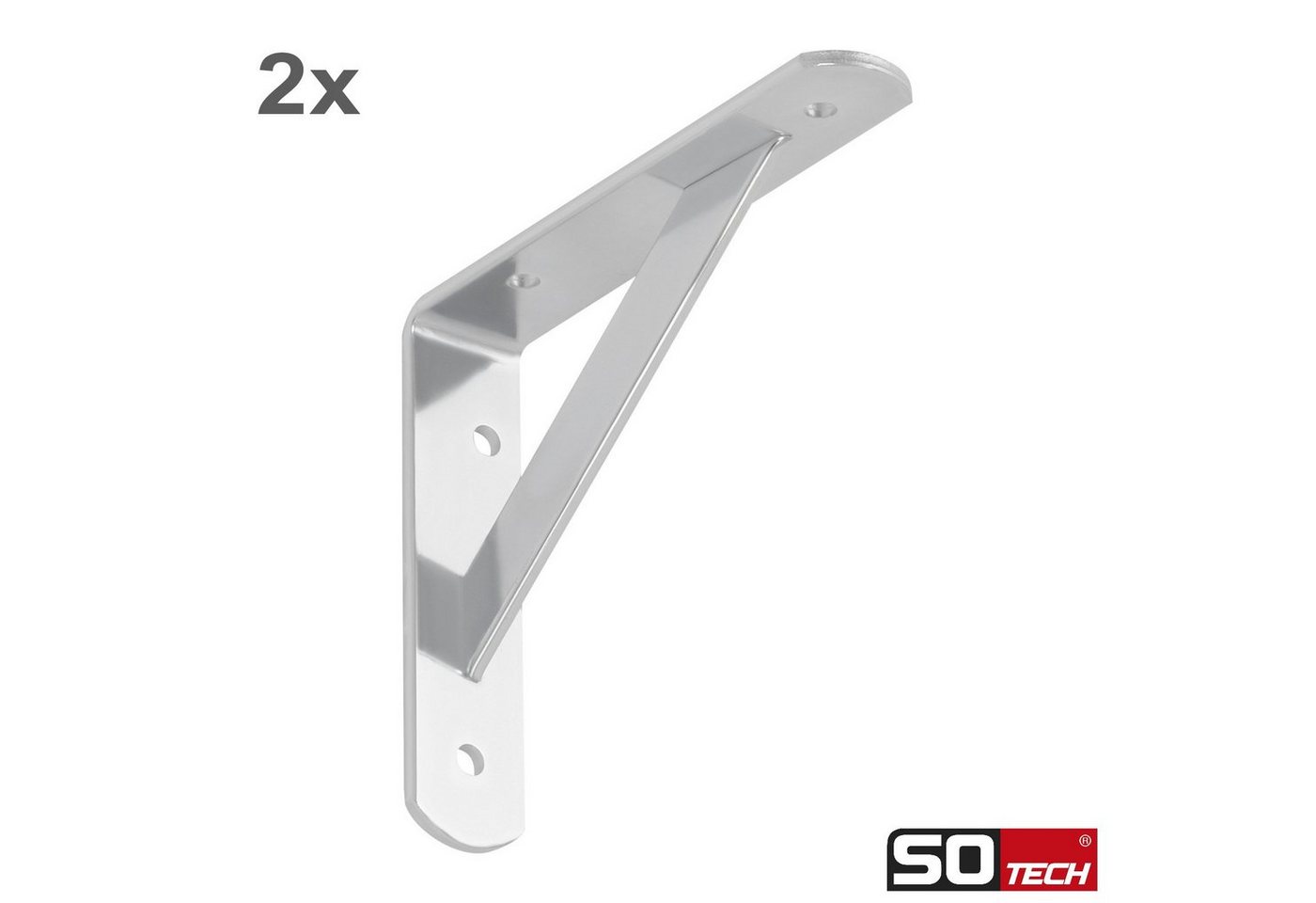 SO-TECH® Wandregalhalter Regalkonsolen mit Querstrebe zur Stabilisierung, 2-tlg., 150 x 125 x 30 mm, verzinkt, pulverbeschichtet – Bild 2 von 5